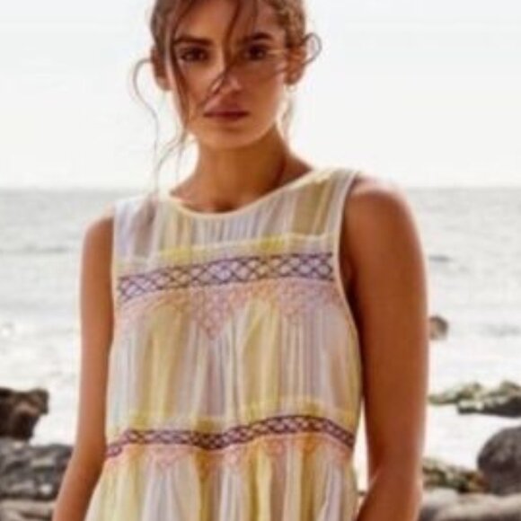 Free People Surf City Smocked Mini Dress Adorable New NWOT - Picture 5 of 6